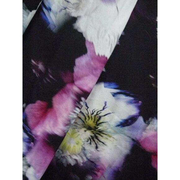 $160 Free People Black Purple Watercolor Floral Pleated Midi Skirt 10 NEW - Picture 2 of 10